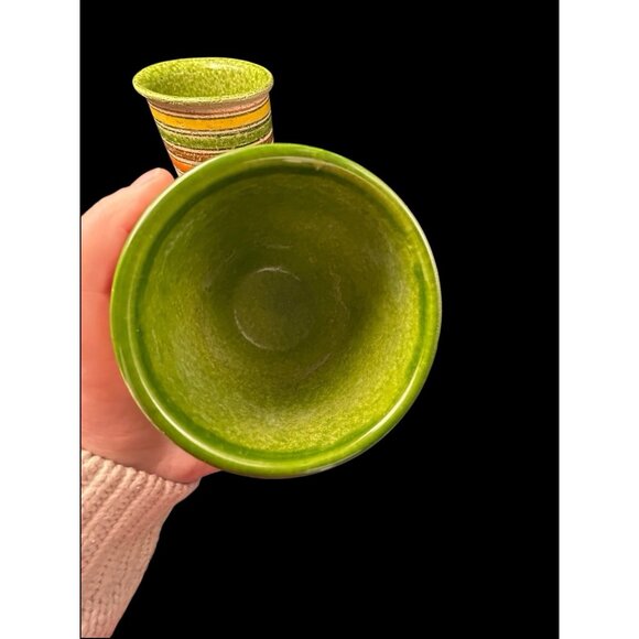 Bitossi Planter Pot Set 3 Londi Italy Pottery Floral Stripe Rosenthal Netter 4" - Picture 8 of 16